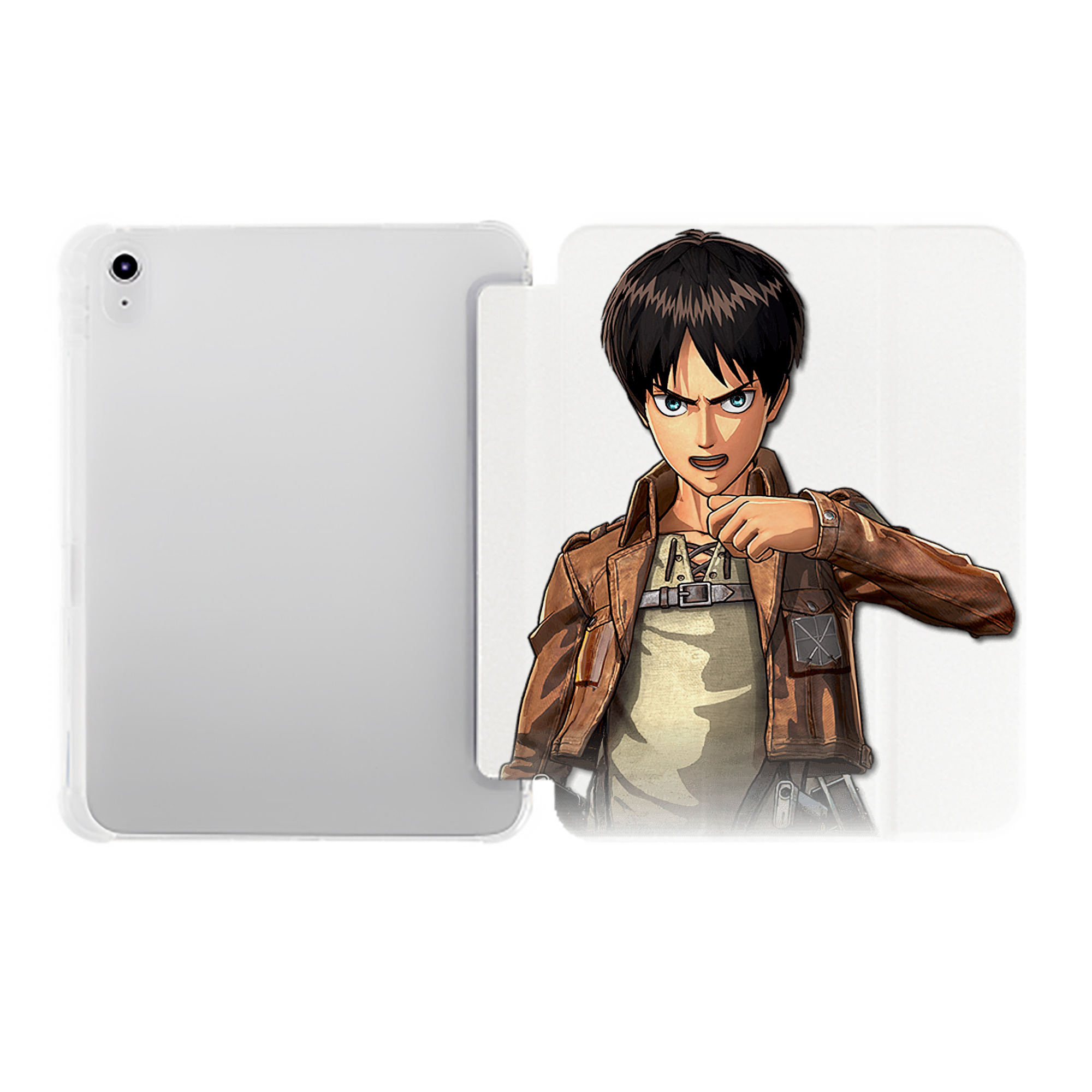 （画像用） 進撃の巨人 エレン･イェーガー Attack on Titan Eren Jäger IPad ケース ペン収納付き 三つ折りスタンド PUレザー×シリコン 対応機種9.5/10.5/10.9インチ